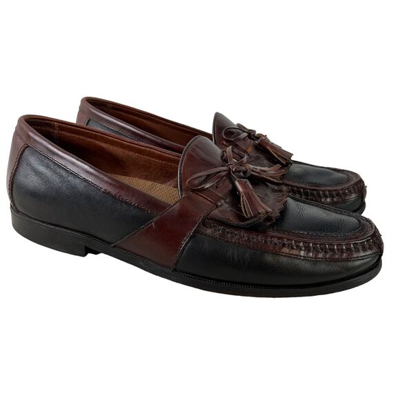 Johnston & Murphy Mens Tassel Kiltie Leather Slip On Loafers Two Tone Shoes 10 - Picture 1 of 16
